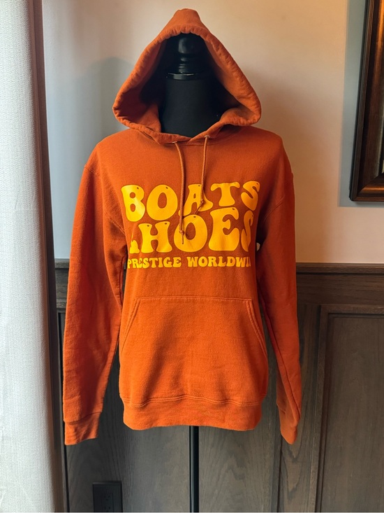 Jerzees Tops - Jerzee Orange 'stepbrothers reference ' Graphic Hoodie with Yellow Print small